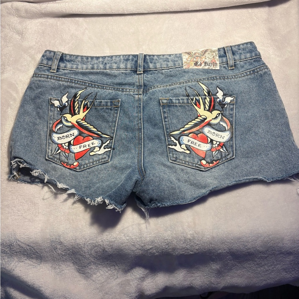 Ed Hardy Women's Tattoo-Inspired Jean Shorts